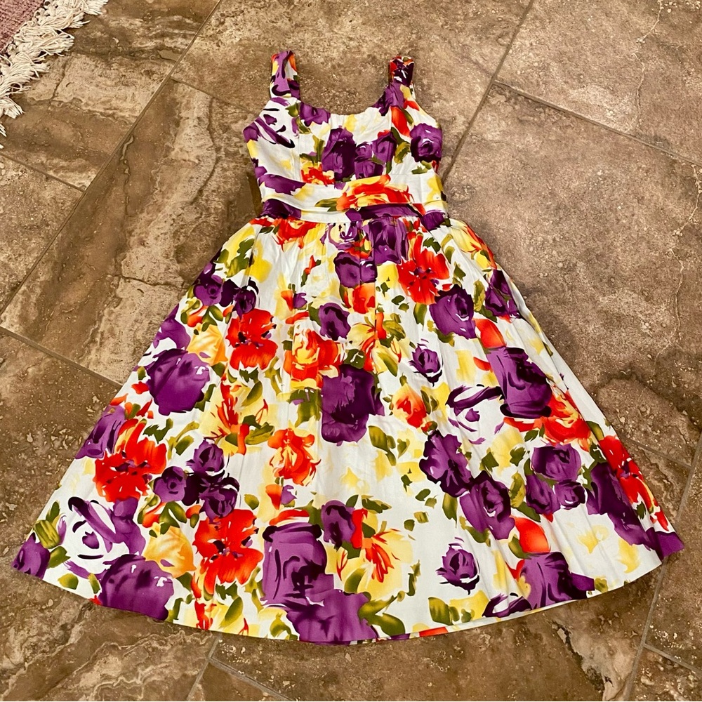 Rare Editions Size 16 Floral Girls Dress - Purple, Red, Yellow